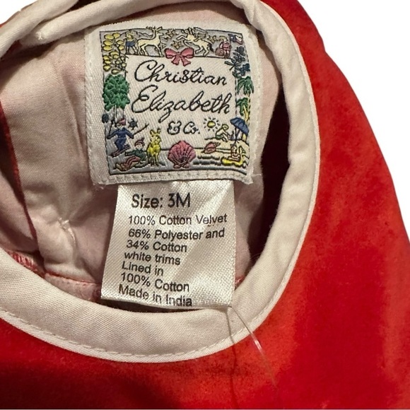 Christian Elizabeth & Co. Red Velvet Embroidered Christmas Dress 3 Months - Picture 5 of 6